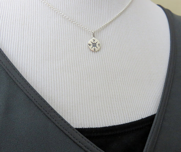 Antique Chester 1910 Sterling Silver Compass Pendant Charm
