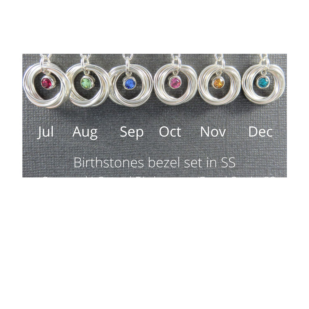 60th Birthday Gift for Women | Sterling Silver Birthstone Necklace | 60th Birthday necklace, 6 rings