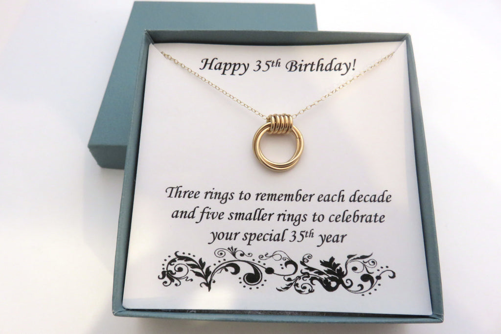 35th Birthday Gift for Her | 14k Gold Filled Necklace - MarciaHDesigns