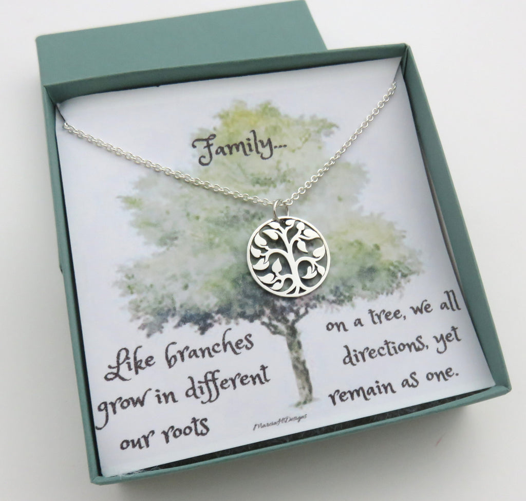 Tree of Life Necklace, Family Necklace, Sterling Silver, gift for mom, gift for sister, gift for grandma