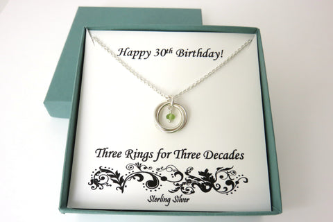 30th Birthday Necklace | Sterling Silver Birthstone Necklace | 30th Birthday Gift - Handmade Jewelry