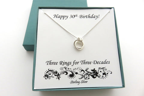30th Birthday Gift for Her | Sterling Silver Birthday Necklace | 30th Birthday Gifts - Handmade Jewelry