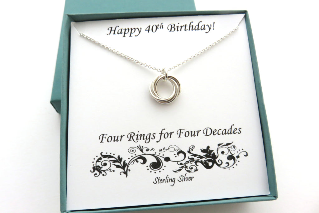 40th Birthday Gift for Women | Sterling Silver Birthday Necklace | 40th Birthday Gifts - Handmade Jewelry