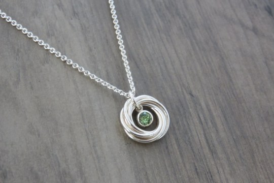 60th Birthday Gift for Women | Sterling Silver Birthstone Necklace | 60th Birthday necklace, 6 rings