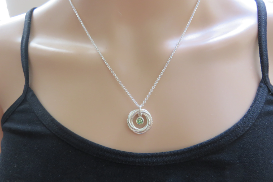 60th Birthday Gift for Women | Sterling Silver Birthstone Necklace | 60th Birthday necklace, 6 rings
