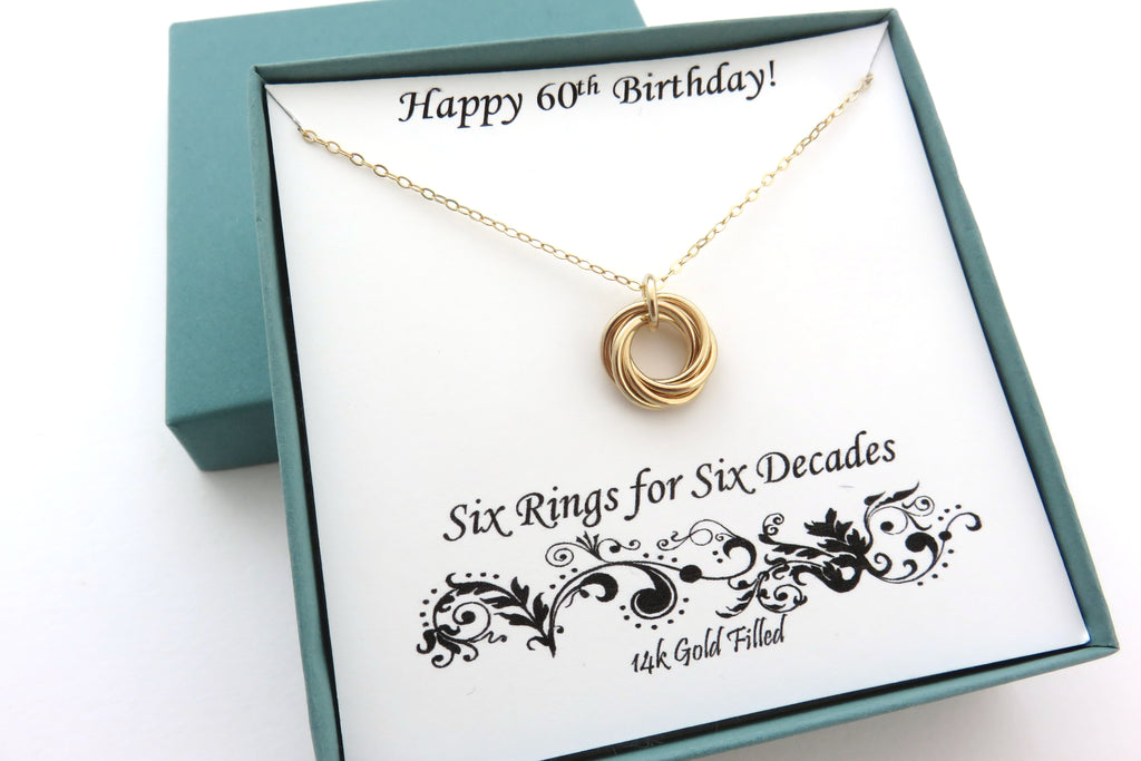 60th Birthday Necklace | Gold Filled Ring Necklace | 60th Birthday Gifts for Her - Handmade Jewelry