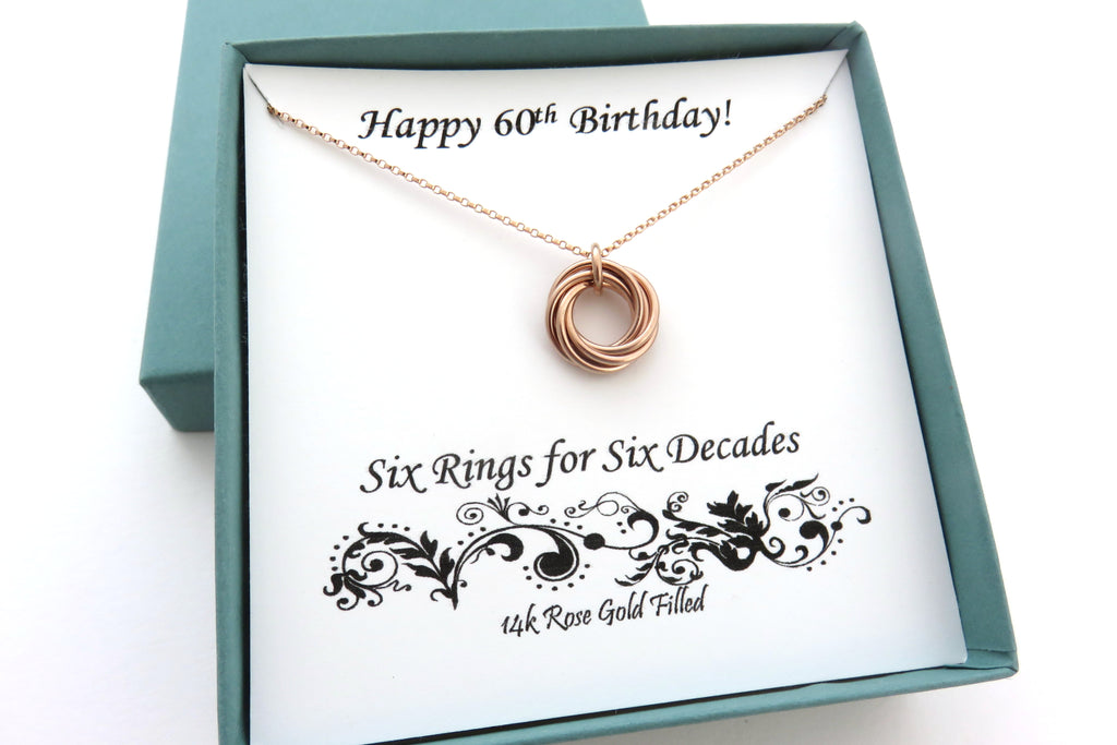 60th Birthday Gift for Women | Rose Gold Ring Necklace | 60th Birthday Gifts - Handmade Jewelry