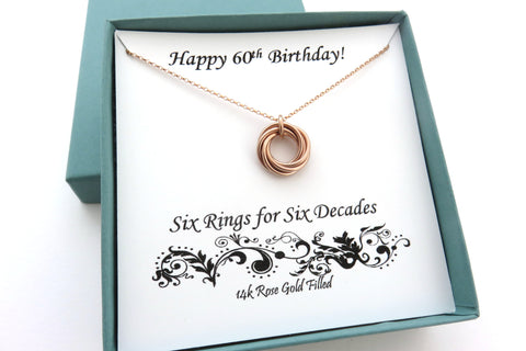 60th Birthday Gift for Women | Rose Gold Ring Necklace | 60th Birthday Gifts - Handmade Jewelry