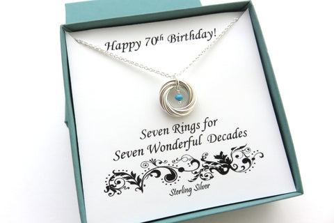 70th Birthday Necklace | Sterling Silver Birthstone Necklace | 70th Birthday Gifts - Handmade Jewelry