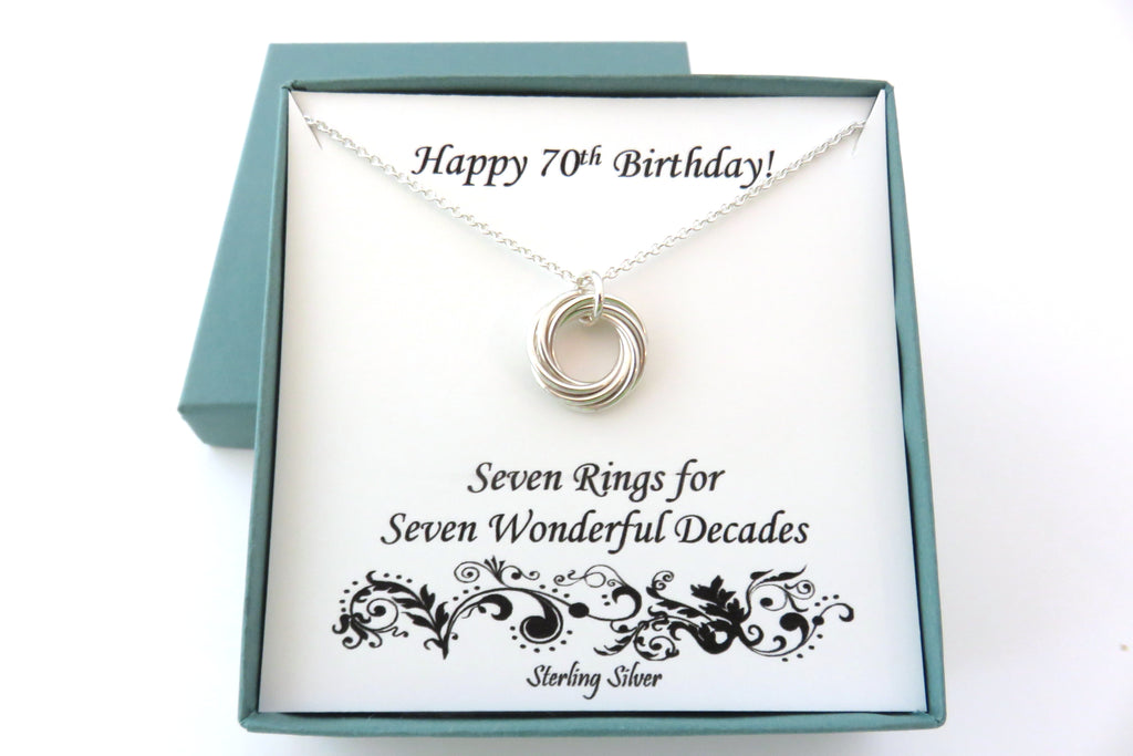 70th Birthday Gift | Sterling Silver Birthday Necklace | 70th Birthday Gifts for Women - Handmade Jewelry