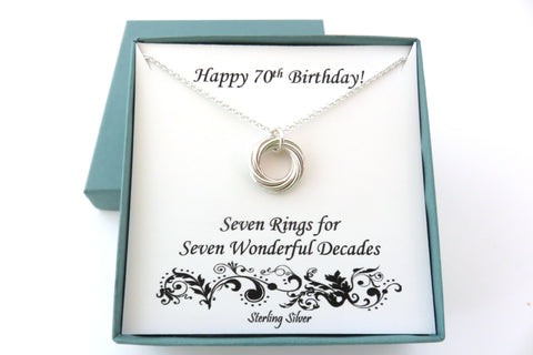 70th Birthday Gift | Sterling Silver Birthday Necklace | 70th Birthday Gifts for Women - Handmade Jewelry