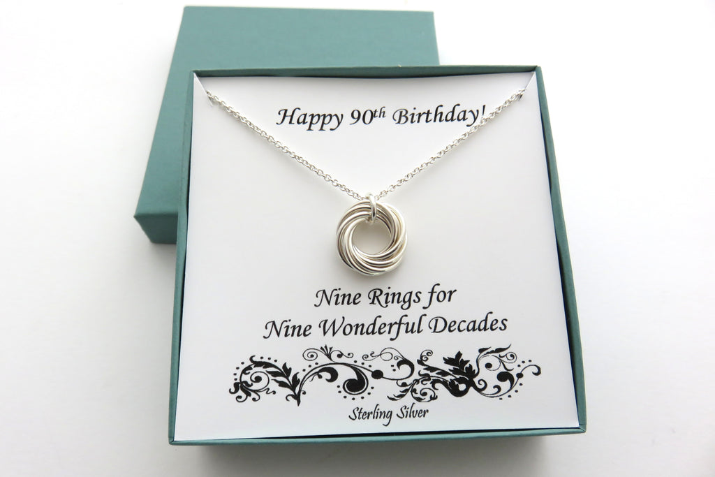 90th Birthday Gift | Sterling Silver Necklace | 90th Birthday Gift for Women - Handmade Jewelry