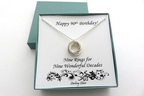 90th Birthday Gift | Sterling Silver Necklace | 90th Birthday Gift for Women - Handmade Jewelry