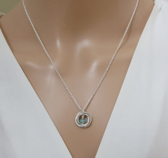 40th Birthday Gift for Women | Sterling Silver Birthstone Necklace | 40th Birthday Gifts - Handmade Jewelry