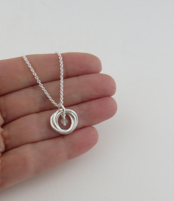 40th Birthday Gift for Women | Sterling Silver Birthstone Necklace | 40th Birthday Gifts - Handmade Jewelry