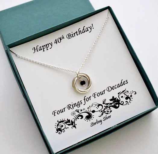 40th Birthday Gift for Women | Sterling Silver Birthstone Necklace | 40th Birthday Gifts - Handmade Jewelry