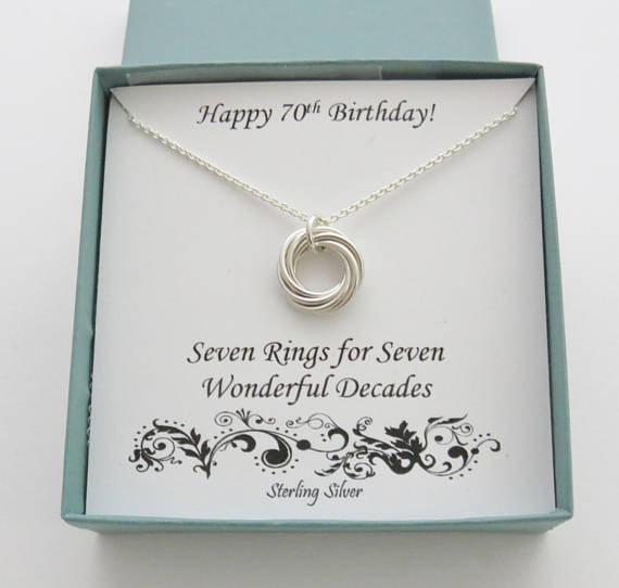 70th Birthday Gift | Sterling Silver Birthday Necklace | 70th Birthday Gifts for Women - Handmade Jewelry