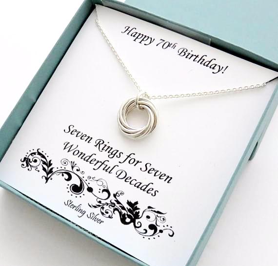 70th Birthday Gift | Sterling Silver Birthday Necklace | 70th Birthday Gifts for Women - Handmade Jewelry