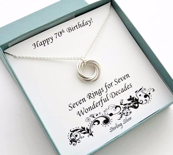 70th Birthday Gift | Sterling Silver Birthday Necklace | 70th Birthday Gifts for Women - Handmade Jewelry