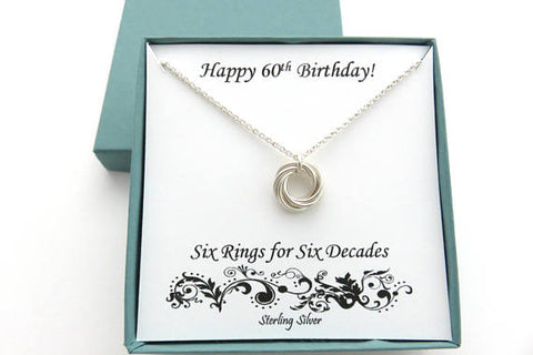 60th Birthday Gift for Women | Sterling Silver Birthday Necklace | 60th Birthday Gifts - Handmade Jewelry