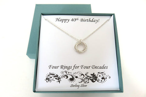 40th Birthday Gift for Women | Sterling Silver Twist Necklace | 40th Birthday Necklace - Handmade Jewelry