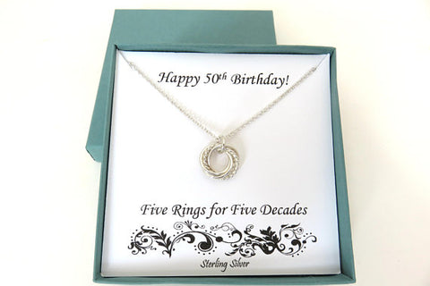 50th Birthday Gift for Women | Sterling Silver Twist Necklace | 50th Birthday Necklace - Handmade Jewelry