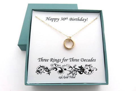 30th Birthday Gift for Her | Gold Birthday Ring Necklace | 30th Birthday - Handmade Jewelry