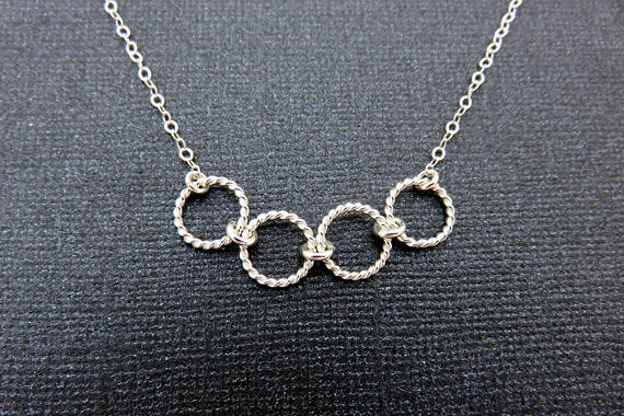 40th Birthday Gift | Four Rings Necklace | 40th Birthday Gift for Her - Handmade Jewelry