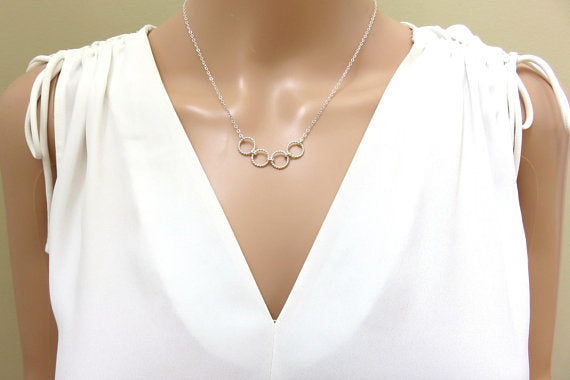 40th Birthday Gift | Four Rings Necklace | 40th Birthday Gift for Her - Handmade Jewelry