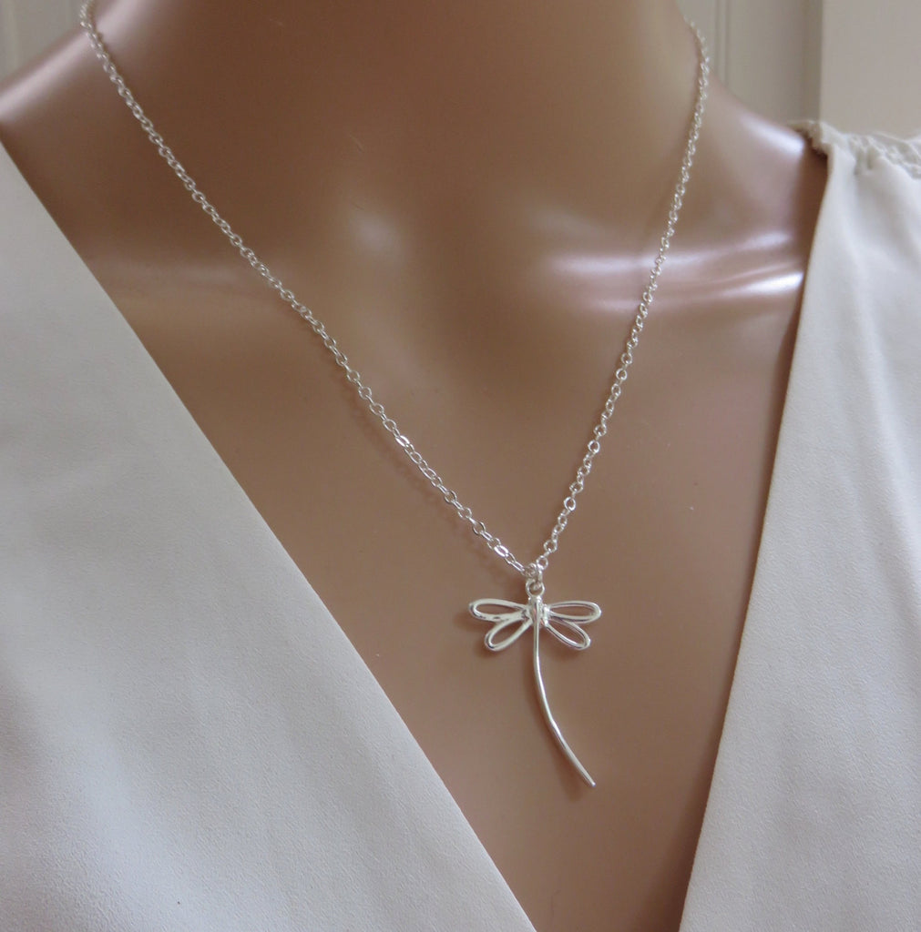 Dragonfly Necklace | Sympathy Gift for Her | Sterling Silver Dragonfly Necklace | Graduation Gift - Handmade Jewelry