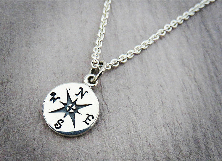 Retirement Gift for Women | Sterling Silver Compass Necklace - Handmade Jewelry