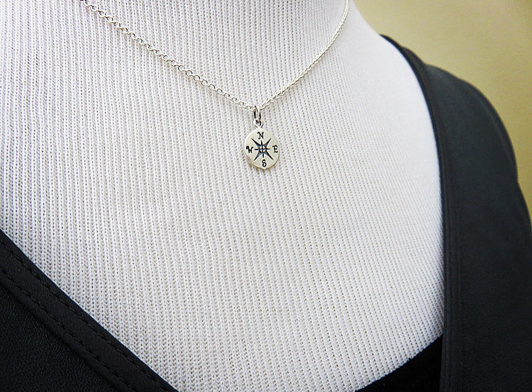 Retirement Gift for Women | Sterling Silver Compass Necklace - Handmade Jewelry