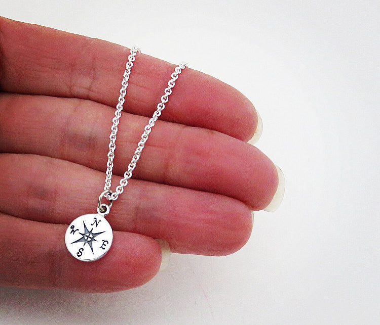 Silver Compass Necklace Graduation Gift Retirement Gift For Women