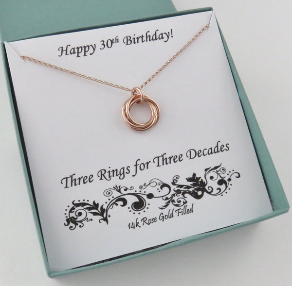 30th Birthday Necklace | Rose Gold Birthday Gift | 30th Birthday Gift Ideas - Handmade Jewelry