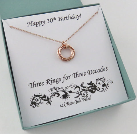 30th Birthday Necklace | Rose Gold Birthday Gift | 30th Birthday Gift Ideas - Handmade Jewelry