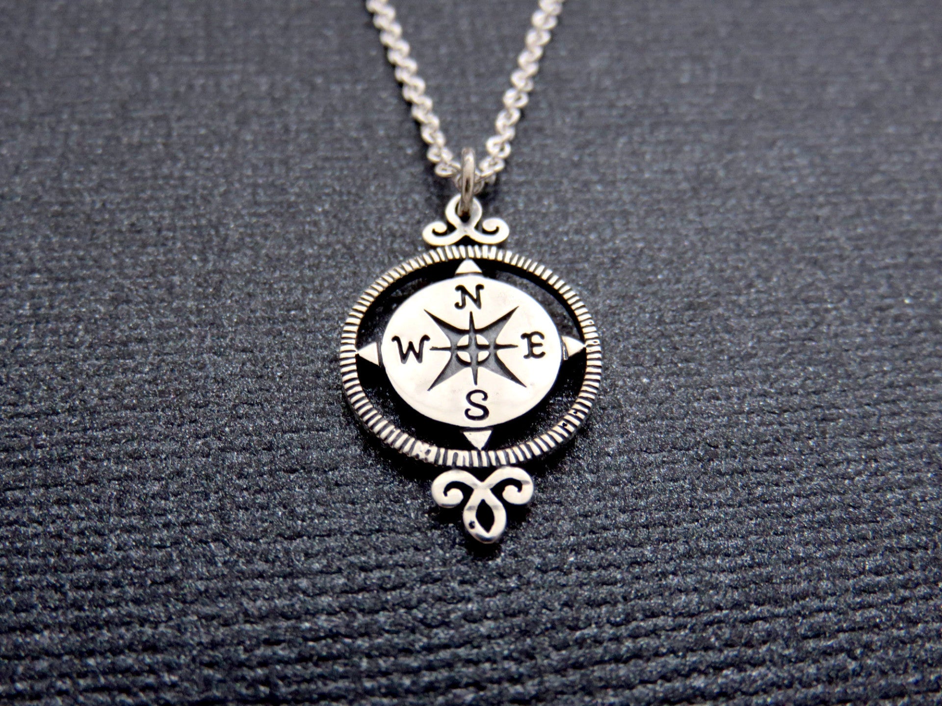 Victorian Compass Necklace | Sterling Silver Retirement Gift - MarciaHDesigns