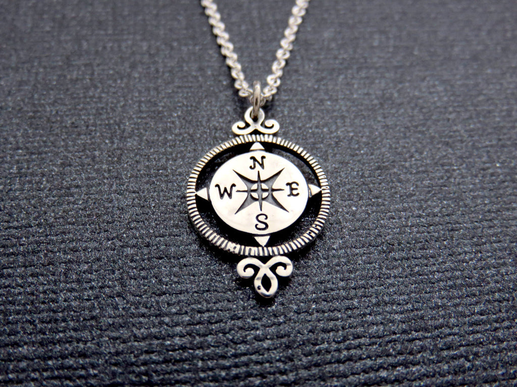 Victorian Compass Necklace | Sterling Silver Retirement Gift - Handmade Jewelry