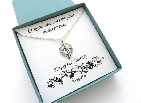 Victorian Compass Necklace | Sterling Silver Retirement Gift - Handmade Jewelry