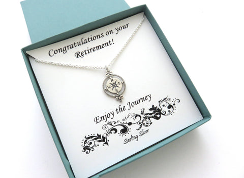 Victorian Compass Necklace | Sterling Silver Retirement Gift - Handmade Jewelry