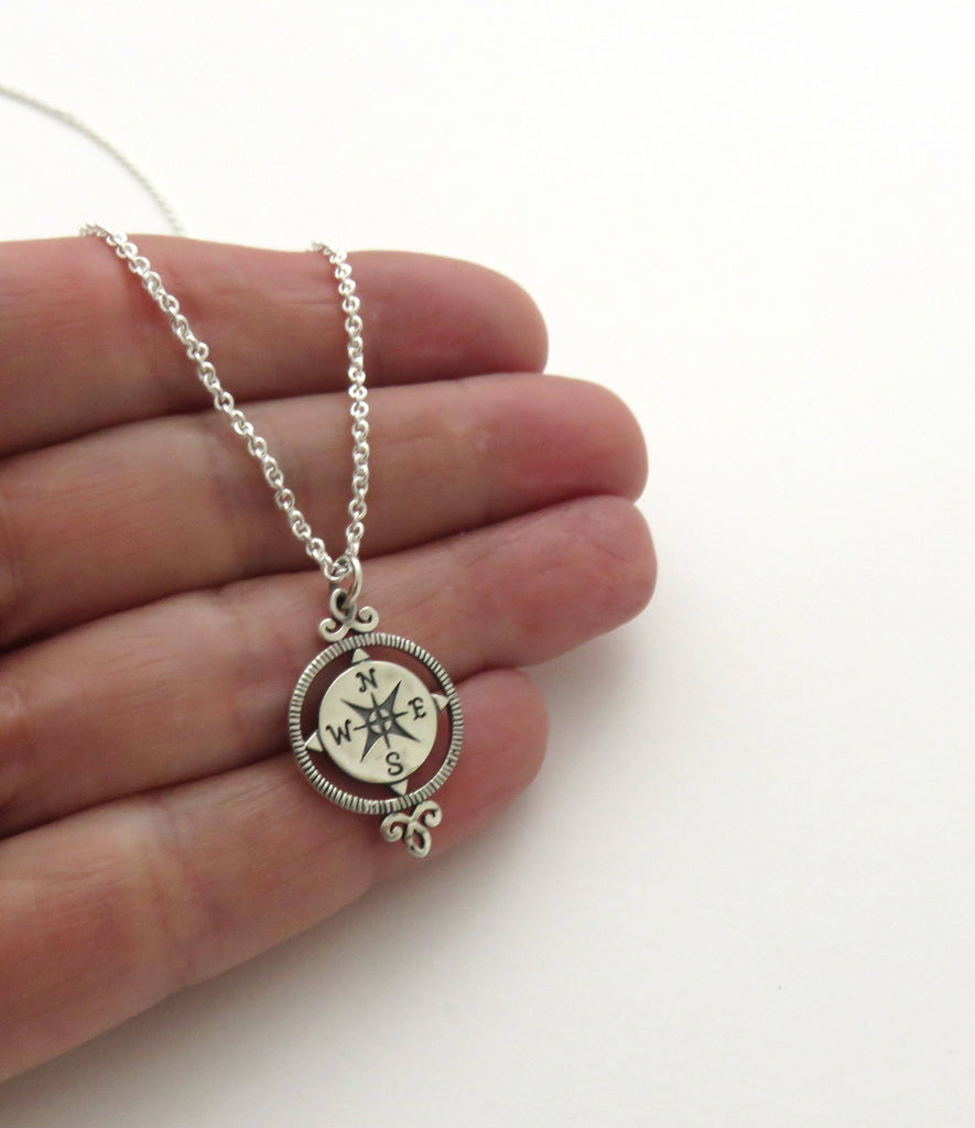 Victorian Compass Necklace | Sterling Silver Retirement Gift - Handmade Jewelry