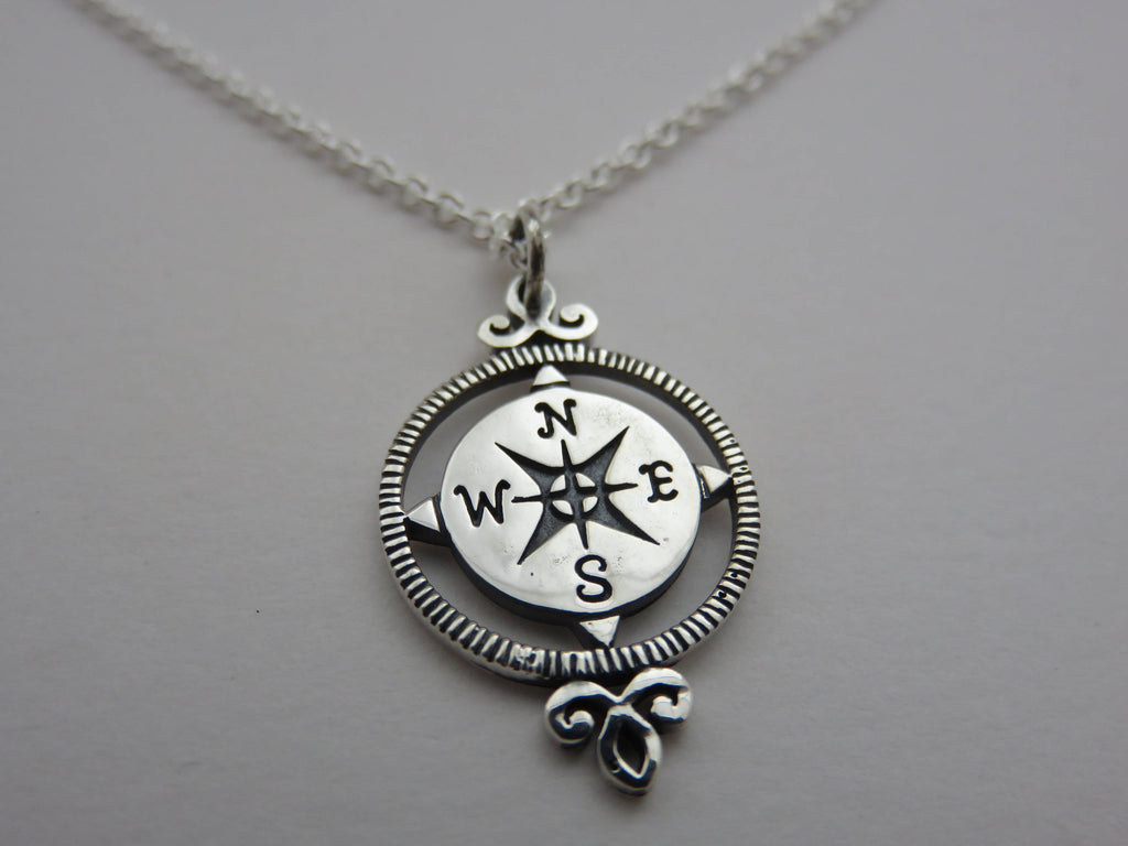 Victorian Compass Necklace | Sterling Silver Retirement Gift - Handmade Jewelry