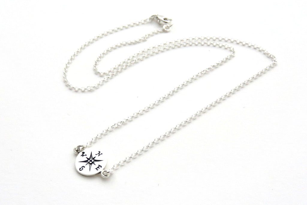 Sterling Silver Compass Necklace | Graduation Gift for Her - Handmade Jewelry
