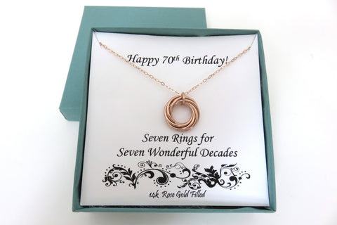 70th Birthday Gift for Women | Rose Gold Necklace | 70th Birthday Gifts - Handmade Jewelry