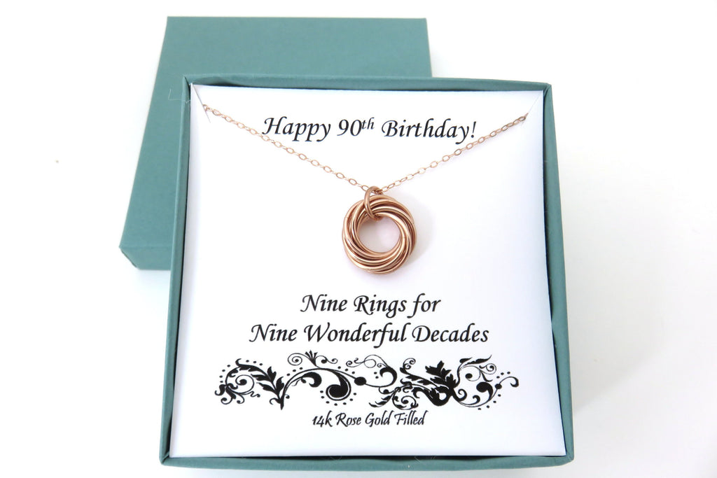 90th Birthday Gift for Women | Rose Gold Necklace | 90th Birthday Gifts - Handmade Jewelry