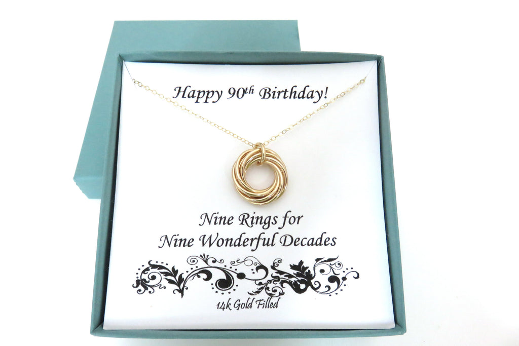 90th Birthday Gift for Women | Gold Filled Birthday Necklace | 90th Birthday Gift Ideas - Handmade Jewelry