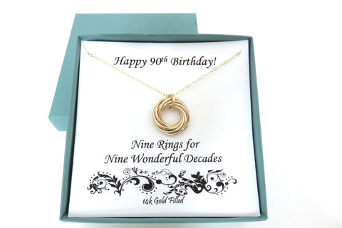 90th Birthday Gift for Women | Gold Filled Birthday Necklace | 90th Birthday Gift Ideas - Handmade Jewelry