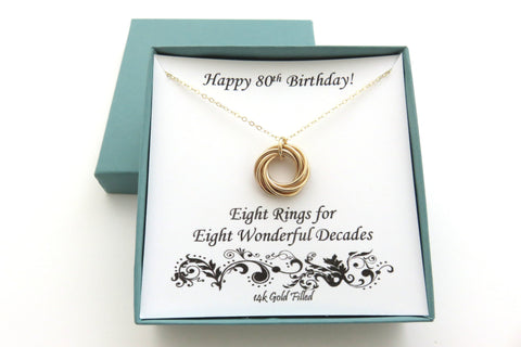 80th Birthday Gift for Women | Gold Filled Necklace | 80th Birthday Gifts - Handmade Jewelry