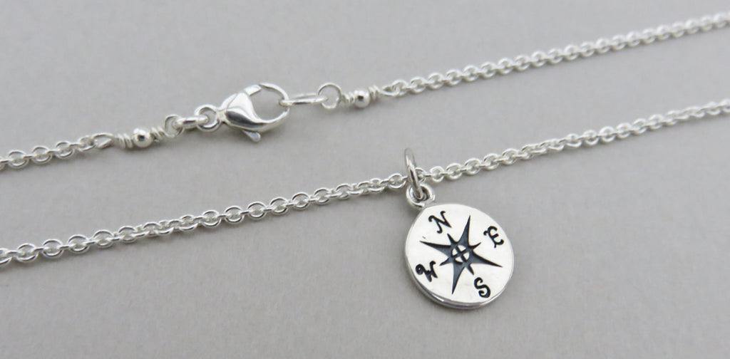 Sterling Silver Compass Necklace, Graduation Gift for Her