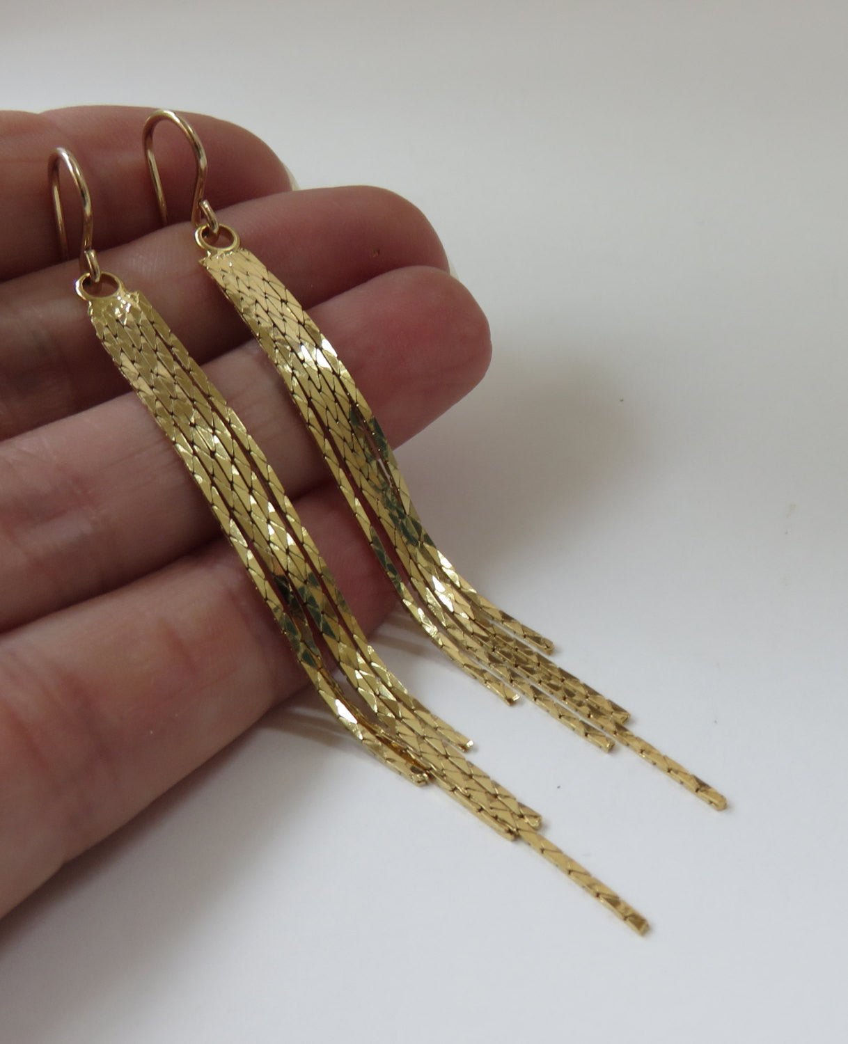 14k Gold Long Bar Earrings, Gold Thread Earrings, Stick, Long Thin Ear |  Theresa Pytell | Jewelry Design