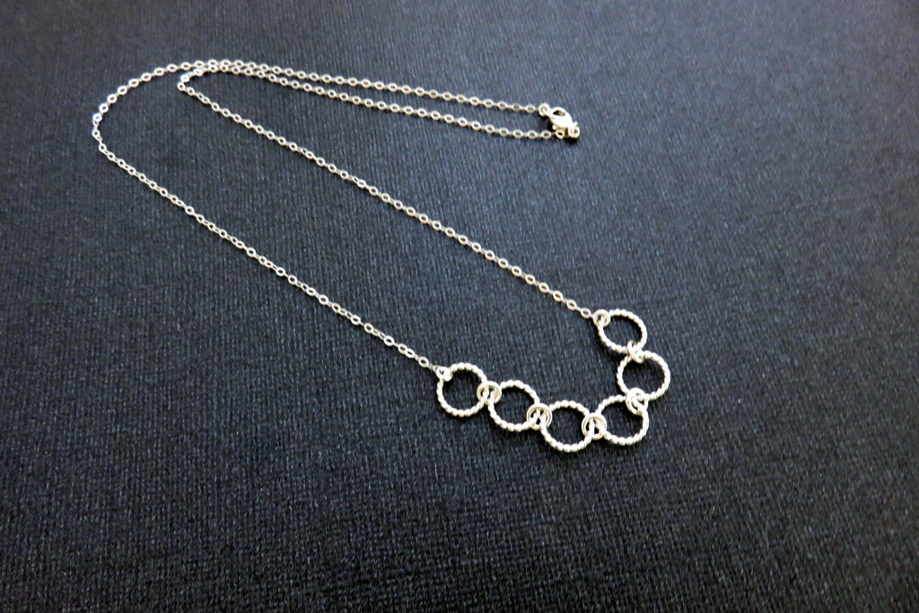 60th Birthday Gifts | Sterling Silver Six Ring Necklace | 60th Birthday Necklace - Handmade Jewelry